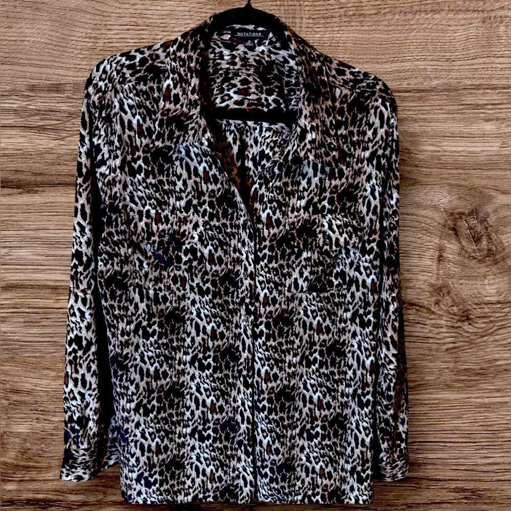 Animal Print Button-Up Blouse